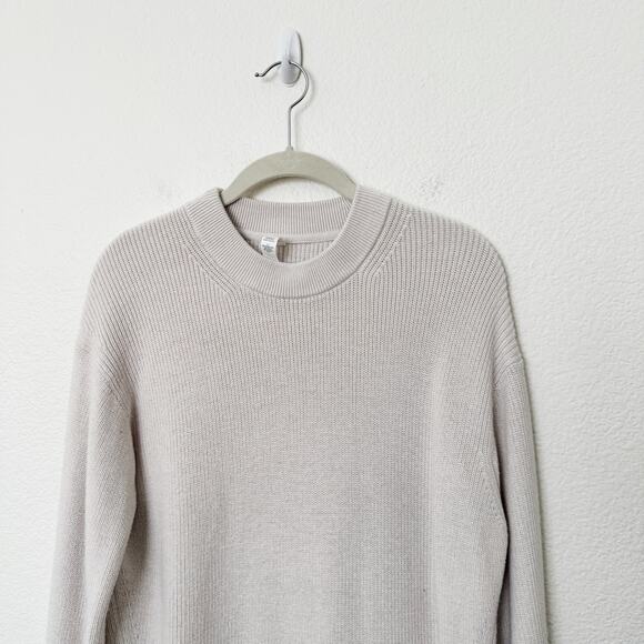 [Lululemon] Cream Merino Wool Blend Crew Neck Ribbed Sweater Lightweight Size 4 - Picture 3 of 11